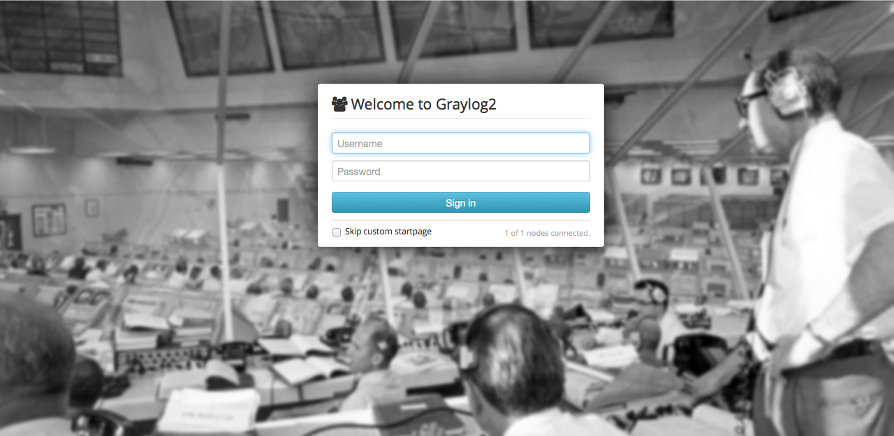 Loginbildschirm von Graylog2